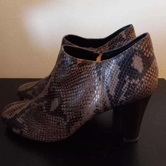 Geox Respira Leather Faux Snakeskin Bootie - Picture 2 of 11